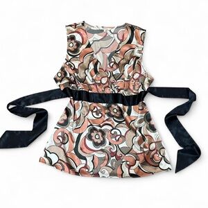 RW&CO. Geometric Patterned Top with Black Back Tie